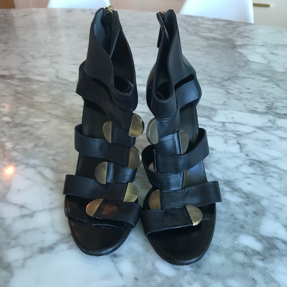 Balenciaga black leather wedges - Picture 1 of 6